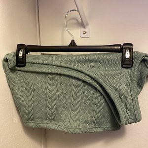 one shoulder light green top